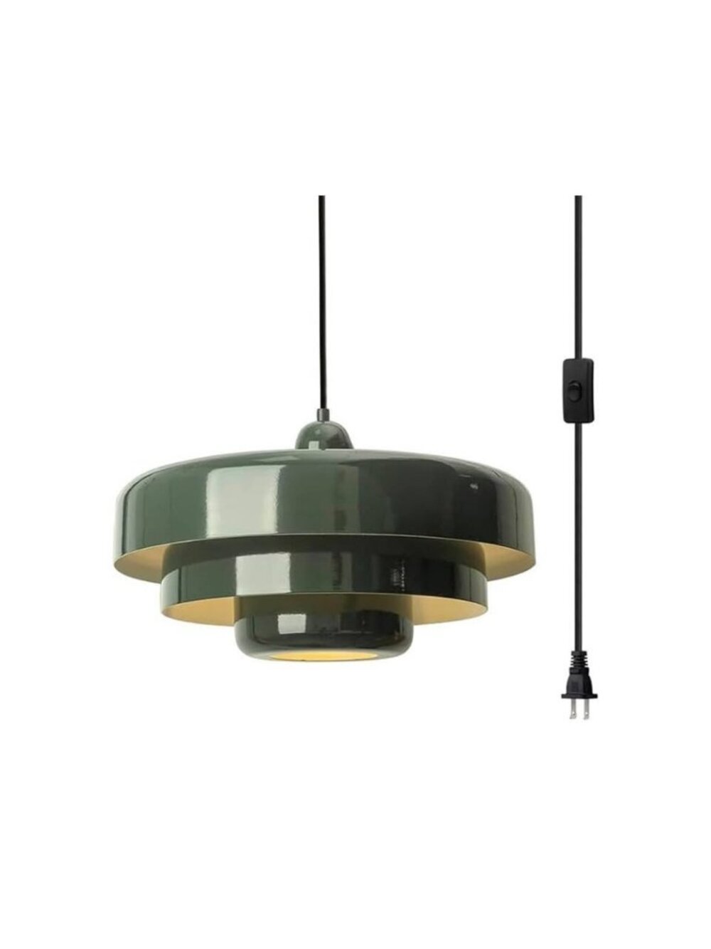 NEW! Mid-Century Modern Tiered Green Metal Pendant Light (2 available)